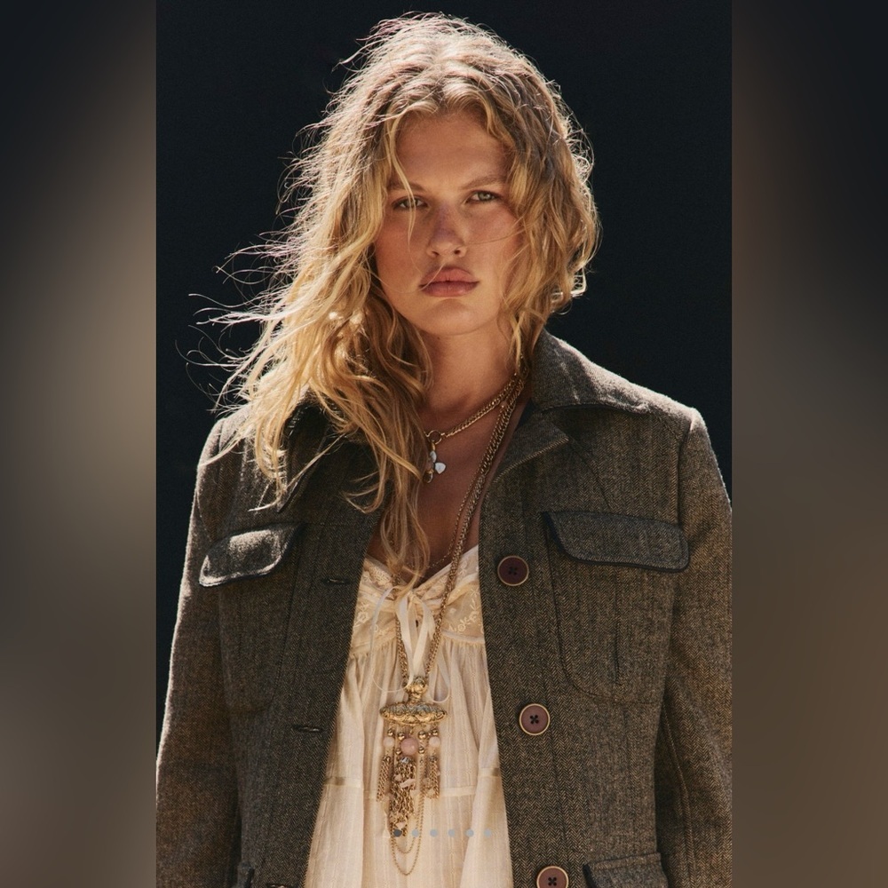 NWT Free People Catriona Layer Necklace in Rose Quartz Pink Gold New $68 retail - Picture 3 of 8